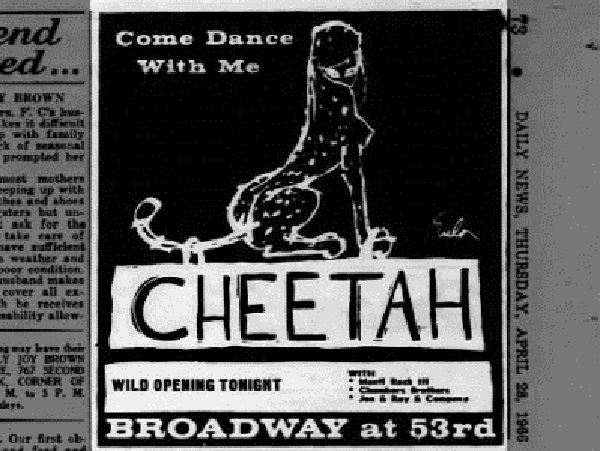 Poster in which you can see the logo of the Cheetah Club 