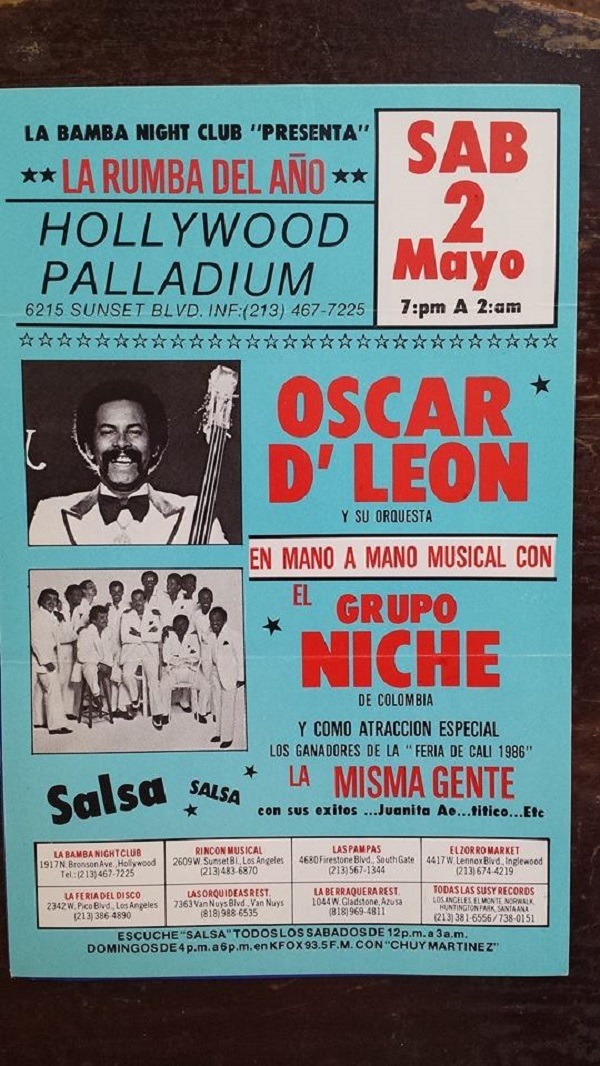 Poster announcing Oscar D' Leon and Grupo Niche's concert