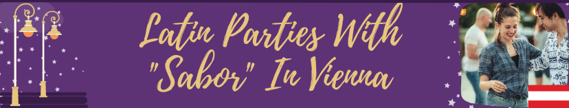 Banner with purple background with lighthouses and stars at one end and a couple dancing at the other end